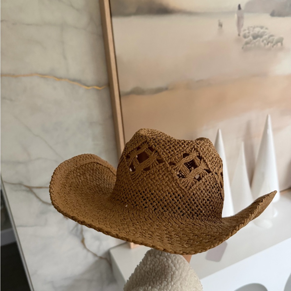 Stylish Tan Woven Cowboy Hat - Picture 3 of 5